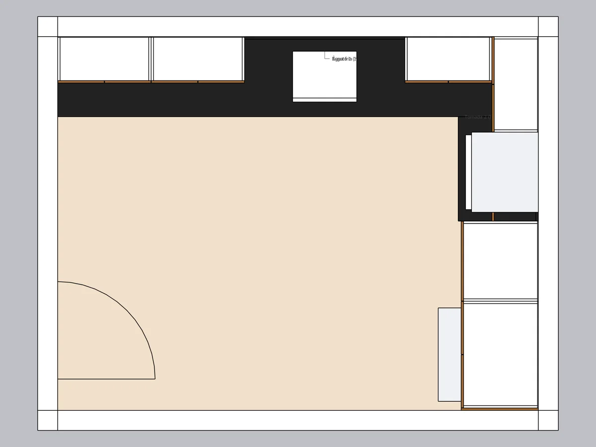 Planta da cozinha no SketchUp, usada na conferência